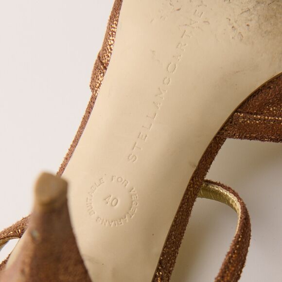 Stella McCartney Bronze Glitter Strappy Heels Sz 9.5 / 40 IT Evening Wedding Y2K - Picture 8 of 10